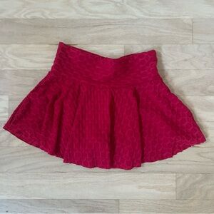 Red Textured Mini Skort Athletic Wear Scarlet Circle Skirt
